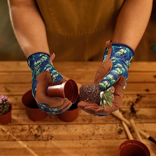 Bamllum Gardening Gloves for Women, Leather Garden Gloves - color: Putaohua