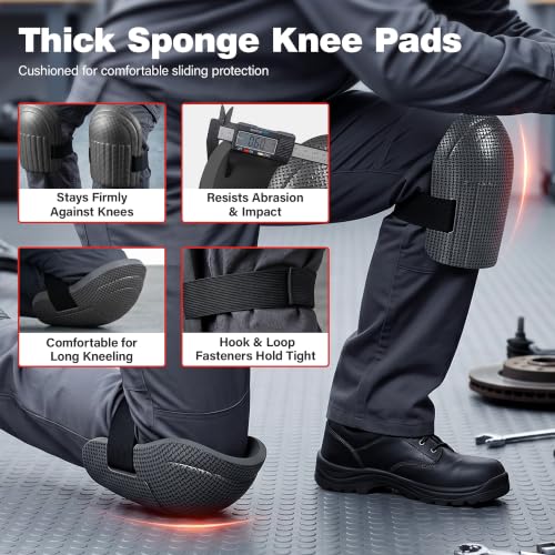 Kneeling Sitting Creeper with Chest Support, Rolling Knee Pads with Adjustable Seat & Tool Tray, 3-Inch Multi-Terrain Casters & Anti-Flip Protection for Tile Flooring, Auto Repair & Gardening