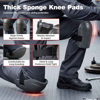 Kneeling Sitting Creeper with Chest Support, Rolling Knee Pads with Adjustable Seat & Tool Tray, 3-Inch Multi-Terrain Casters & Anti-Flip Protection for Tile Flooring, Auto Repair & Gardening