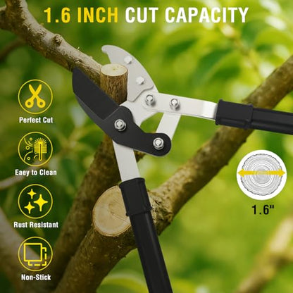 Yesker 29.5" Loppers Heavy Duty Tree Trimmer Sharp Anvil Blade Bypass Loppers up to 1.6 Inch Dia Cut Capacity Compound Action System Limb Branch Cutter Ideal for Tree Trimming Garden Maintenance - size: 29.5" Loppers