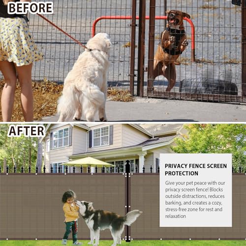 6×50FT Heavy Duty Fence Privacy Screen, 180GSM, 90% Block, Include Zip Ties - color: Brown, size: 6*50FT