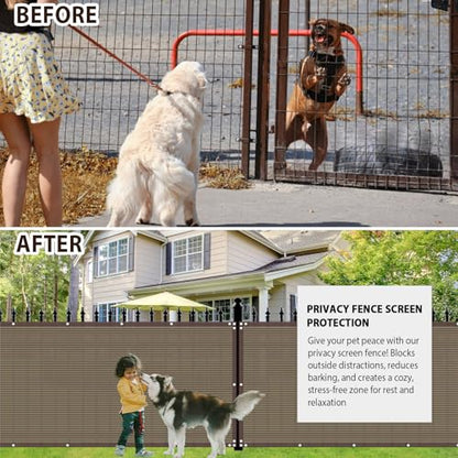6×50FT Heavy Duty Fence Privacy Screen, 180GSM, 90% Block, Include Zip Ties - color: Brown, size: 6*50FT