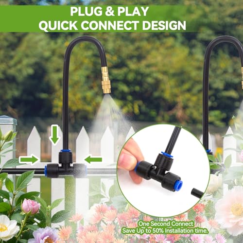 Drip Irrigation System Kit 120FT Garden Watering Misting System - size: 120ft+16pcs nozzles and connectors
