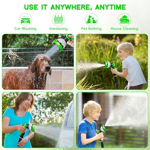 50FT Garden Hose,Flexible Water Hose, 10-Function Sprayer, Non-Expanding - color: BlackGreen, size: 50