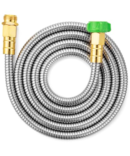 UNCO- Stainless Steel Metal Hose, 8 Feet, No Kink, Garden Hose Metal - color: Silver, size: 8 ft