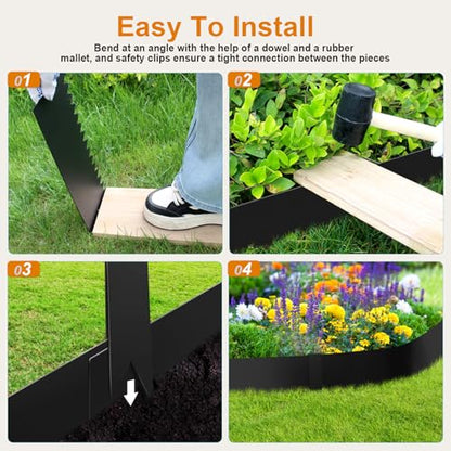 20ft. 40" L × 4" H Metal Landscape Edging, 6 Pack Garden Border - color: Black, size: 4 Inch
