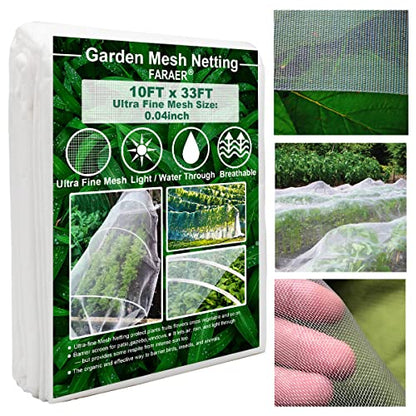 Garden Netting, Plant Covers 10x33Ft Net Ultra Fine Mesh Pest Barrier Net - size: 10ftx33ft