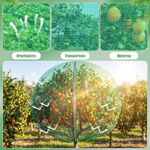 24 x 24 Ft Extra Large Fruit Tree Netting Cover with Zipper and Drawstring, Insect Bird Barrier Netting for Garden Protection, Keep Birds Squirrels Cicadas and Small Fly Out - size: 24 x 24 ft
