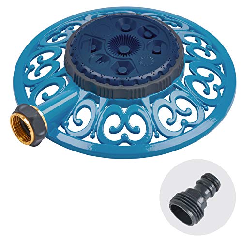 Melnor 65102-AMZ Sprout Metal 8-Pattern Sprinkler and QuickConnect Product Adapter Amazon Bundle, Blueberry Blue - color: Blueberry Blue