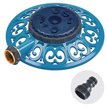 Melnor 65102-AMZ Sprout Metal 8-Pattern Sprinkler and QuickConnect Product Adapter Amazon Bundle, Blueberry Blue - color: Blueberry Blue