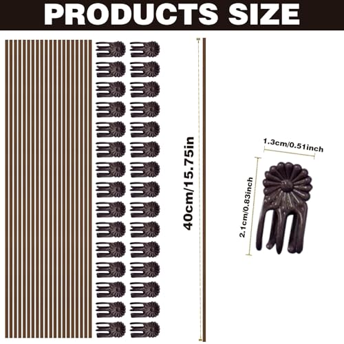 50Pcs Plant Stake and Clips Set, Adjustable Bendable Garden Stakes for Tall Plants | Durable Plant Sticks for Pots, Flowers, Vines | Indoor & Outdoor Use | Brown Gardening Supplies - color: 50Pcs/brown