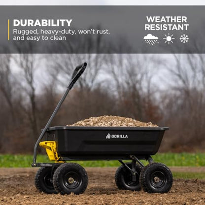 Gorilla Carts Dump Garden Cart, 4 Cu Ft, 600 lb Capacity, No-Flat Tires - size: 4-Cubic Feet