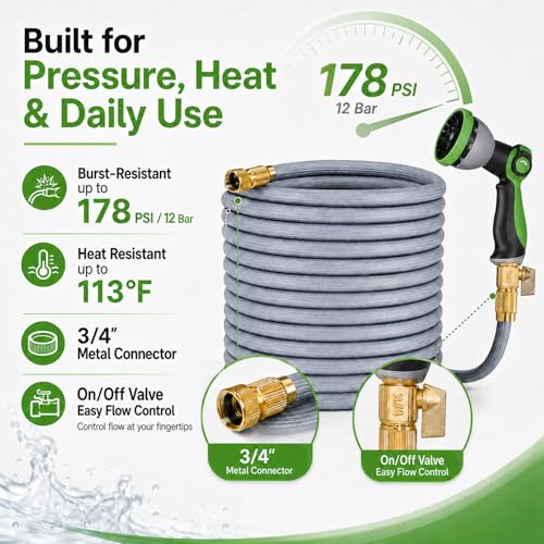 Starmist Garden Hose 50 ft with 10-Pattern Thumb Control Nozzle - size: 50FT