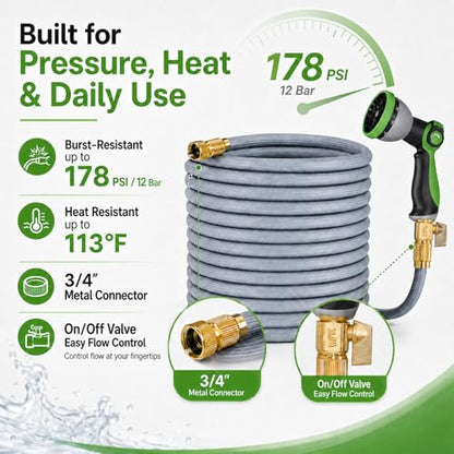 Starmist Garden Hose 100 ft with 10-Pattern Thumb Control Nozzle - size: 100FT