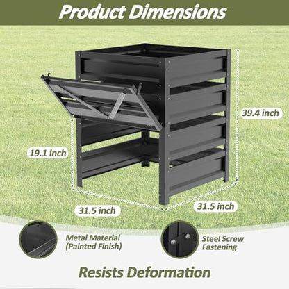 Compost Bin Outdoor -170 Gallon Metal Mesh Rust-Proof Coating Composter - size: 170 Gallon - 31.5(L)*31.5(W)*39.4(H)inch
