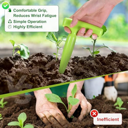 M METERXITY 1-Set Sowing Seeds Dispenser, Plastic Adjustable Hand Planter Seeder Tool Seedlings Dibber and Widger for Transplanting/Flower Planting, Small Gardening Tools [Dark Green] - color: Dark green