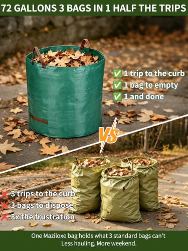 3 Pack 109Gal Tear-Resistant Reusable Yard Waste Bags with Gloves