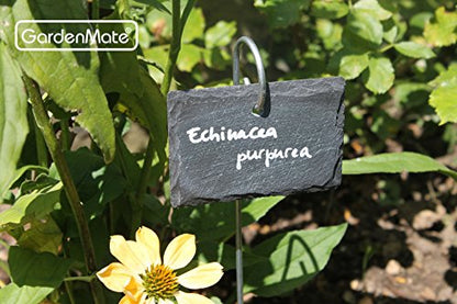 GardenMate 5-Pack Natural Style Slate Plant Labels (4"x 2 3/4") Hanging from a Stainless Steel Metal Rod (17") - size: 5-Pack 4"x 2 3/4" Labels with 17" Metal Rod
