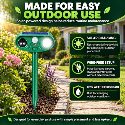Sonic Fortress Pro Deer Repellent Devices, IP65 Racoon Repellent Outdoor Squirrel Fortress Pro Animal Repeller Cat Deterrent with Motion Sensor& Light to Scare Bear Rabbit Skunk for Garden Yard(4)