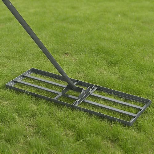 COSTWAY 30x10 Inch Lawn Leveling Rake (Silver, 30"x10") - color: Silver
