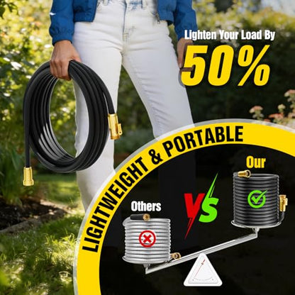 Garden Hose 50 ft Non-Expandable, Flexible Water Hose, Lightweight Hose with 10-Function Nozzle for Yard, Portable, Leak Proof, All-Weather Water Pipe for Outdoor, Car Wash, RV, Lawn - size: 50FT