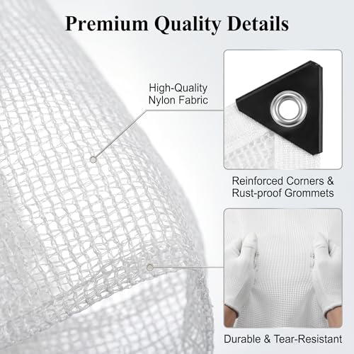 White Plant Sun Protection Net with Zip Ties,79 * 79inch White Shade Cloth for Garden with Reinforced, Plant Shade Nylon Cloth Grommets for Greenhouse Plants Patio (2 * 2m) - color: 2*2m