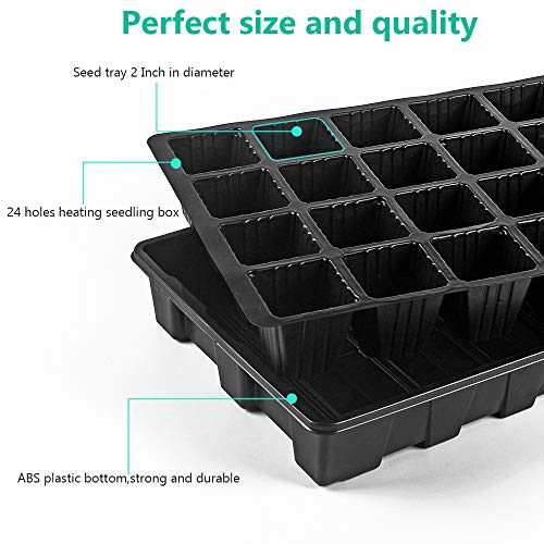 240 Cells -24 Grow Trays with Humidity Dome and Cell Insert - Mini Propagator for Seed Starting and Growing Healthy Plants Durable Reusable and Recyclable 10 Pack
