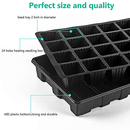 240 Cells -24 Grow Trays with Humidity Dome and Cell Insert - Mini Propagator for Seed Starting and Growing Healthy Plants Durable Reusable and Recyclable 10 Pack