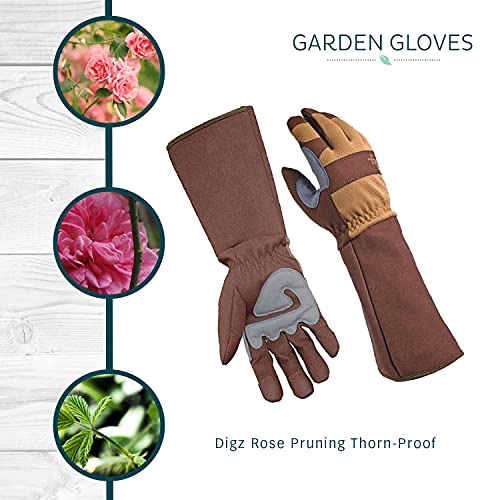 Digz Rose Pruning Thorn-Proof Gardening Gloves with Forearm Protection for Men and Women - size: Medium (Pack of 1)
