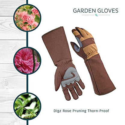 Digz Rose Pruning Thorn-Proof Gardening Gloves with Forearm Protection for Men and Women - size: Medium (Pack of 1)