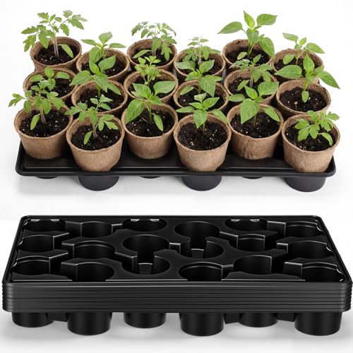 Baderke 8 Pack 18 Cell Plant Trays for Carrying 3.15 Inch Round Nursery Pots Reusable Seed Starting Trays Plant Germination Carrying Holders Suitable for Holding 144 Pcs Peat Pots