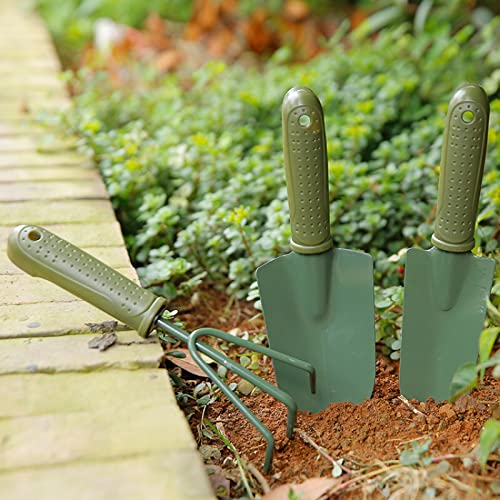 Garden Tool Shovel for Digging Gardening Trowel for Lawn Planting Alloy Spade Plastic Handle Anti Slippery - color: Green Short Handle