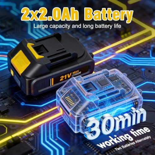 21V Electric Weed Wacker, Auto Line Feed High-Torque Motor - color: Yellow