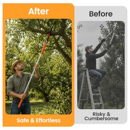 20FT Telescopic Tree Pruner Saw, Detachable Dual-Purpose High Reach Pole Pruner, Pulley Labor-Saving Branch Cutter, Extendable Manual Pole Saw for Garden Orchard Fruit Trees - size: 20FT
