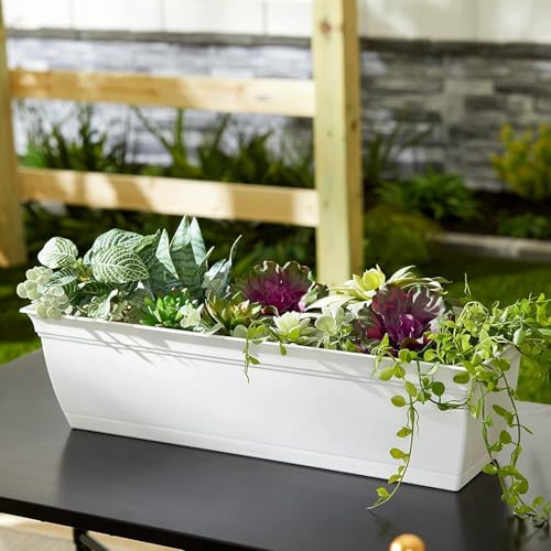 The HC Companies Eclipse Window Planter Box, 24 Inch, White, 2-Pack - color: White, size: 24" (Pack of 2)
