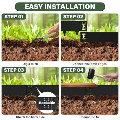 10 Inch Metal Landscape Edging 20FT, 6-Pack Steel Landscape Edging - size: 10 inch