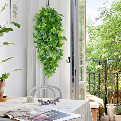 Waipfaru Fake Hanging Plants, 4Pcs Faux Ivy Pothos Vines Greenery - color: Epipremnum Aureum, size: 4Pcs Plants