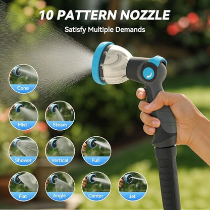 Relhost Retractable Garden Hose Reel, 5/8 in x 65 ft Wall Mount Heavy Duty Hose Reel with Any-Length Lock, Auto Rewind System, 180° Swivel Bracket, and 10-Pattern Nozzle for Garden, White & Grey - color: White & Grey, size: 65FT