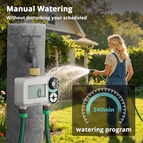 QUOBAS Zero Pressure Water Timer, Brass Sprinkler Timer for Garden Hose