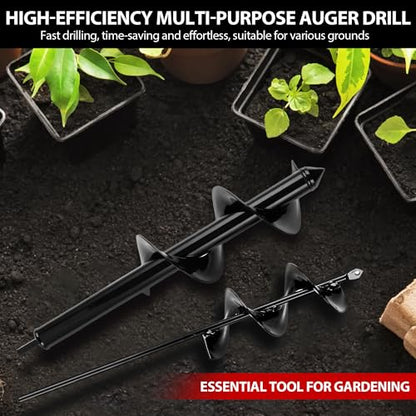 MAZING Auger Drill Bit for Planting, 4Pcs Garden Ground Earth Spiral Drill Bits, Heavy Duty Bulb Planter Tool for Post Hole Digger Plant Flower Bedding Digging, Fit for 3/8" Hex Drive Drill