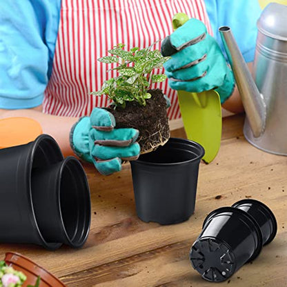 Oubest 50Pcs Nursery Pots Variety Pack Plastic Pots for Plants,5 inch Seedling Pots with Drainage Holes Indoor Outdoor Flower for Succulent Vegetable Herb - size: 5 inch