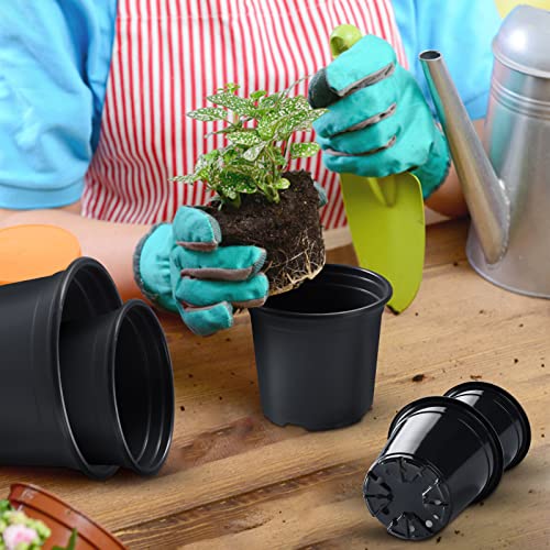 Oubest 50Pcs Nursery Pots Variety Pack Plastic Pots for Plants,Mix Sizes Seedling Pots with Drainage Holes Indoor Outdoor Flower Pots for Succulent Vegetable Herb - size: 3.5+4.3+5+6+6.7 inch