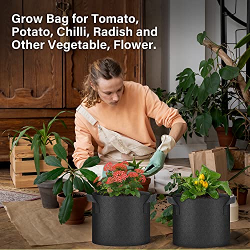 HealSmart Plant Grow Bags 3 Gallon, Tomoato Planter Pots 10-Pack with Handles, Aeration Nonwoven Fabric, Heavy Duty Gardening Planter for Vegetable, Herbs and Flowers, Black - color: Black, 10 Pack, size: 3 Gallon