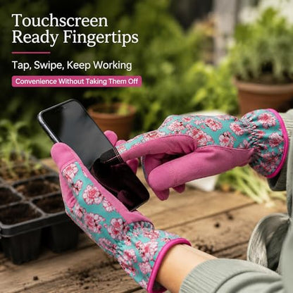 Cute Pattern Gardening Gloves,Thornproof Garden Glove,Gardener Gift - color: 1 Pair Per Pack-pink&blue, size: Medium