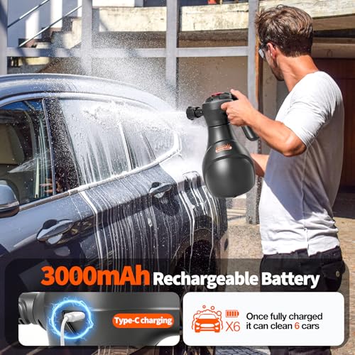 LuxBlue 68 oz Electric Foam Sprayer for Car Wash, 3000mAh Battery Powered