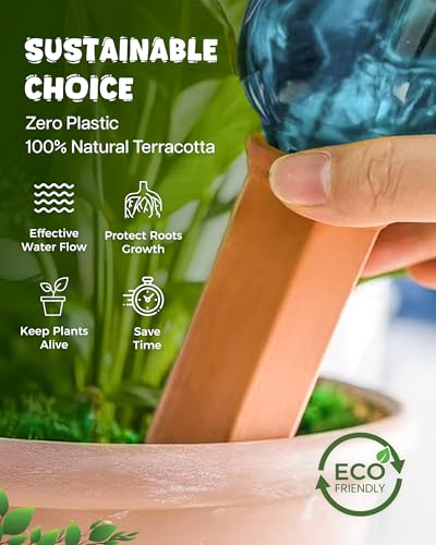 Plant Watering Devices, Self Watering Spikes, Self Watering Planter Insert, Terracotta Watering Spikes, Plant Watering Spikes, Vacation Plant Watering Devices, Water Plants While Away - color: Terracotta - 6 Pcs (Pack of 1)