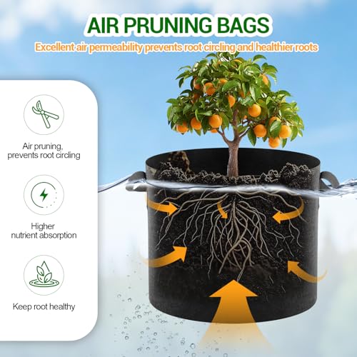 5-Pack 15 Gallon Grow Bags, Thickened Aeration Fabric Pots - size: 15