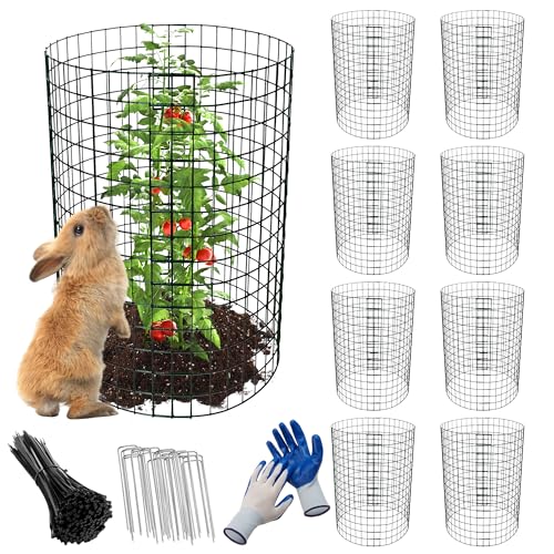8 Pack 20x12 inch Plant Protector, Wire Garden Cages with Stakes & Ties - size: 24PCS-20"x 12"