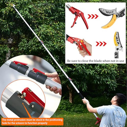xixi-home 4.2-7.2 Ft Cut and Hold Pruning Trimmer,2 Sections Extendable Tree Pruner Lightweight Tree Trimmers,Long Reach Pole Saw Pruning Shears Telescoping Fruit Picker（with Spare Blade Head） - size: 1.3-2.2m -2