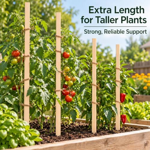 40 Pack Wooden Garden Stakes, 24" Long x 3/4" Wide, Made in USA Pine Plant Markers, Chisel Point Yard Stakes for Gardening, Landscaping, Survey Marking, Signs & Crafts - size: 24" Long (40 Pack)